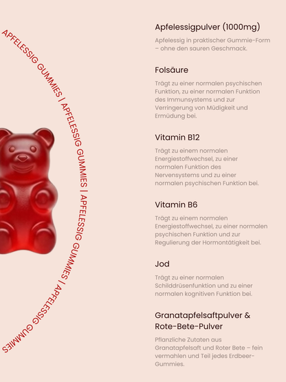 Inhaltsstoffe der Vita Performance Apfelessig-Gummies im Überblick